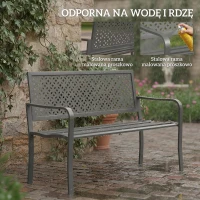 Outsunny Ławka ogrodowa 2-osobowa Metalowa odporna na warunki atmosferyczne Ławka balkonowa z oparciem odpornym na rdzę Geometryczna wytrzymałość do 240 kg(m-4)
