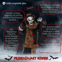 1,7m Dekoracja Halloween, Horror Klaun z dźwiękiem i efektami(m-4)