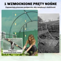 Outsunny Szklarnia 3 x 2 x 2 m Szklarnia foliowa z 2 zwijanymi drzwiami i 6 siatkowymi oknami, zielona(m-4)