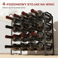 Wielopoziomowy regał na wino, na 16 butelek, czarny(m-4)