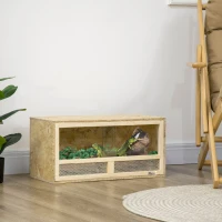 PawHut Terrario per Rettili in Legno con Porte in Vetro Scorrevoli e Pannelli in Rete, 60x29.5x29.5cm(m-10)