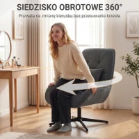 HOMCOM Obrotowy Fotel Akcentowy, Chenille, Wysokie Oparcie, Głębokie Siedzisko, Ciemnoszary(m-7)