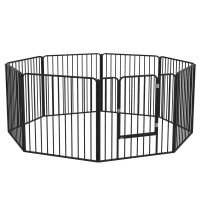 PawHut Recinto per Cani a 8 Pannelli Modulabili da Interno ed Esterno, in Acciaio, 164x164x60 cm, Nero(m-1)