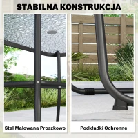 Outsunny Zestaw Mebli Ogrodowych 119 x 68 cm Stół ze Szkła z 6 Składanymi Krzesłami Parasol Wzór Wodny Szary(m-7)
