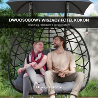 Fotel wiszący z daszkiem, składany, z poduszką, stalowy(m-4)