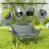 Outsunny Składany Fotel 2-osobowy Krzesło Kempingowe z Torbą Transportową, Wytrzymałość do 250 kg, Zielony(m-4)