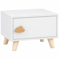AIYAPLAY Houten kinder-nachtkastje met opbergvak, bijzettafel voor slaap- en woonkamer, wit(m-15)
