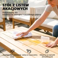 Outsunny Zestaw mebli ogrodowych z drewna dla 4 osób – kanapa, 2 fotele, stolik, dekoracja z lin, lamelowe wykończenie, zdejmowane poduszki(m-7)
