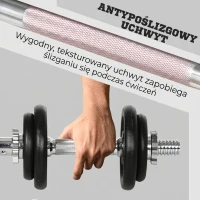 HOMCOM 2 w 1 zestaw hantli regulowany zestaw hantli 20 kg hantle i sztanga z rurką łączącą Profesjonalny trening siłowy i podnoszenie ciężarów do fitnessu domowego(m-7)