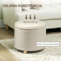 Ławka z pojemnikiem, tapicerowana, kremowa, styl kaszmirowy(m-6)