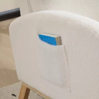 Fauteuil à bascule d’allaitement, dossier haut ergonomique, base incurvée en bois massif, poche latérale, 75x63x104 cm, Blanc(m-11)