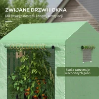 Outsunny Szklarnia foliowa szklarnia na wczesną uprawę, odporna na warunki atmosferyczne, z rolkowymi drzwiami, 200 x 200 x 140 cm, Zielony(m-6)