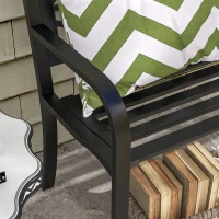 Outsunny Panchina da Giardino a 2 Posti in Acciaio con Schienale Decorato e Braccioli, 125x50x75cm, Nero(m-9)