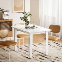 HOMCOM Stół rozkładany 120-160 x 80 cm, stół kuchenny dla 4-6 osób, nowoczesny stół jadalny, biały połysk(m-8)