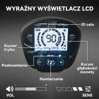 Outsunny Wykrywacz Metali IP68 Wodoodporny z 3 Trybami, Słuchawkami, Łopatą, Cewką i Wyświetlaczem LCD, Głębokość Wykrywania 18 cm(m-6)