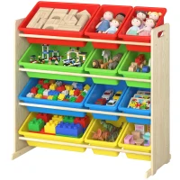 AIYAPLAY Kinderrek, 4-laags speelgoedrek met 12 uitneembare opbergbakken, 85,5 x 40 x 88,5 cm, veelkleurig(m-14)