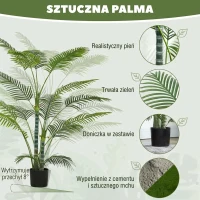 HOMCOM Sztuczna Palma Wysoka 175 cm, Sztuczna Roślina w Doniczce z Flockowaną Tkaniną, UV-Odporna Sztuczna Palma, Fałszywa Roślina Jak Prawdziwa dla Salonu Sypialni Biura Ogrodu(m-4)
