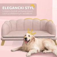 Sofa dla psa, z oparciem i drewnianymi nogami, Różowe(m-4)