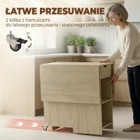 HOMCOM Składany stół jadalniany dla 2-4 osób, mobilny stół z otwartą półką i szufladą, idealny do małych przestrzeni, naturalny(m-6)