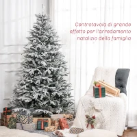 HOMCOM Albero di Natale Innevato 182.88cm con 2531 Rami Alto e Stretto con Base Pieghevole, Verde(m-4)