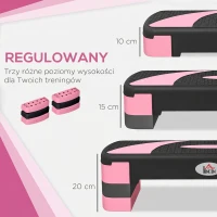 HOMCOM Stepper Aerobiczny Regulowany na 3 Poziomy (10/15/20 cm) Fitness Heimtrainer do Wewnątrz Na Zewnątrz Udźwig do 150 kg 80 x 31 x 10-20 cm(m-4)