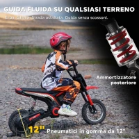 HOMCOM Moto Elettrica per Bambini con Acceleratore Manuale, 2 Velocità 8-16km/h, Età 8-12 Anni, Rosso(m-7)
