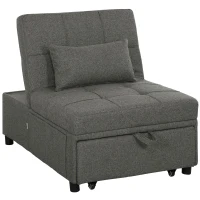 HOMCOM Poltrona Letto 4 in 1 Convertibile in Chaise Longue e Poggiapiedi con Sistema Clic Clac, Grigio(m-1)
