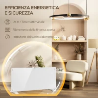HOMCOM Riscaldatore a Convezione 2000W a Temperatura Regolabile con Telecomando e Timer, 87x21.5x44.5 cm, Bianco(m-6)