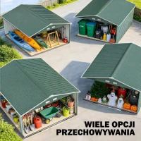 Domek ogrodowy 12,4 m², dach jednospadowy, zielony, z fundamentem(m-7)