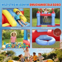 AIYAPLAY Dmuchana zjeżdżalnia z dmuchawą, trampoliną, basenem i pistoletem wodnym, 342 x 255 x 209 cm, niebieska(m-4)