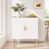 HOMCOM Mobile Multiuso con Ripiano Regolabile su 3 Livelli e Base Rialzata, in Legno, 76x41.2x74 cm, Bianco e Rovere(m-9)