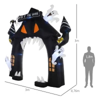 Outsunny Nadmuchiwany Łuk Halloweenowy, Dekoracja Halloween, 300 cm Wysoka Dekoracja z Oświetleniem LED, Dekoracja Imprezowa do Wnętrz i na Zewnątrz(m-3)