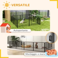 PawHut Recinto per Cani a 8 Pannelli Modulabili da Interno ed Esterno, in Acciaio, 164x164x60 cm, Nero(m-6)