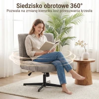 HOMCOM Obrotowy Fotel Akcentowy, Tapicerowany Fotel Lounge z Regulacją Wysokości do Salonu, Biura, Szary(m-6)