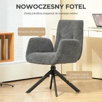 Obrotowy fotel lounge z podłokietnikami, szary, len-welur(m-4)