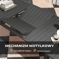 Outsunny Stół ogrodowy rozkładany 160/220x90 cm, aluminiowy, odporny na warunki atmosferyczne(m-5)
