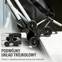 HOMCOM Shopping Trolley with Foldable Seat, 3-in-1 Shopping Cart with 40L Removable Bag and Adjustable Handle, Utility Trolley with Cooler Compartment and Aluminium Frame for Groceries, Black(m-6)