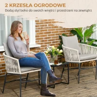 Outsunny 2 krzesła ogrodowe z poduszkami, zestaw foteli ogrodowych w stylu boho, krzesło ogrodowe, meble ogrodowe, krzesło tarasowe, rama metalowa, 57 x 60 x 71 cm, szary(m-4)