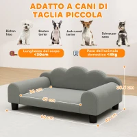 PawHut Divano per Cani con Braccioli di Supporto, in Legno e Tessuto French Terry, 66x42x28.5 cm, Grigio(m-3)