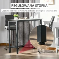 Stół barowy HOMCOM z wykończeniem marmurowym, stół kuchenny z regulowanymi stopkami do salonu, jadalni, stal 120 x 40 x 100 cm, biały+czarny(m-6)