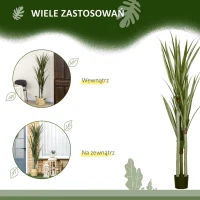HOMCOM Sztuczna yucca duża 190 cm, roślina sztuczna z plastiku w donicy, 17 x 17 x 190 cm Szmaragdowy(m-5)