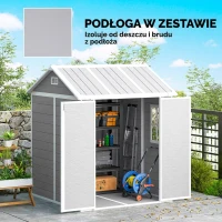 Outsunny 6 x 6ft Garden Shed, Plastic Shed with Floor, Window, Lockable Doors and Vents, Resin Tool Shed for Outdoor Patio, Grey(m-6)