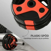 SPORTNOW Zestaw sztang do ćwiczeń 20 kg, z 6 talerzami, 2 x 5kg, 2 x 2,5kg, 2 x 1,25kg, antypoślizgowa rękojeść, czarno-czerwony(m-7)