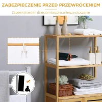 kleankin Szafka łazienkowa, komoda z lamelowymi drzwiami, regał łazienkowy, bambusowy, naturalne drewno(m-7)