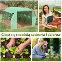 Outsunny Szklarnia foliowa, Szklarnia, przechodnia, Okno siatki, Rama metalowa, 4x3x2m, Zielony(m-7)