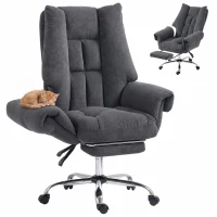 HOMCOM Ergonomische bureaustoel met voetensteun, donkergrijs(m-15)
