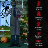 Dekoracja Halloween 170cm Morderca z piłą, ruchome ramiona(m-7)