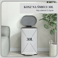 HOMCOM Kosz na Śmieci 30L z Pokrywą i Pedałem, Wyjmowany Wewnętrzny Pojemnik, Funkcja Soft-Close, 36,5 x 31,2 x 60,8 cm, Szary(m-4)
