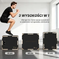 SPORTNOW Skrzynia Skoków, bez Ostrych Kantów, Sklejka, Regulowana Wysokość, Uchwyty Boczne, Czarna(m-5)
