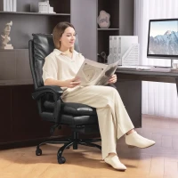 HOMCOM Sedia per Scrivania ad Altezza Regolabile e Reclinabile fino a 135°, in Pelle PU Nera, 65x76x113-121 cm(m-8)